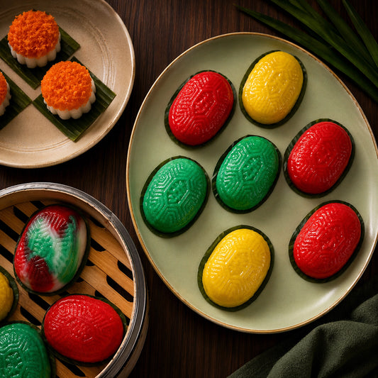 Ang Ku Kuih - Red Tortoise Cake (Glutinous Rice Cake with Sweet Filling) - Box of 12 Pieces