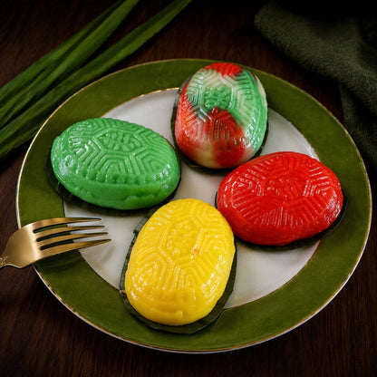 Ang Ku Kuih - Red Tortoise Cake (Glutinous Rice Cake with Sweet Filling) - Box of 12 Pieces