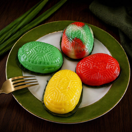 Ang Ku Kuih - Red Tortoise Cake (Glutinous Rice Cake with Sweet Filling) - Box of 12 Pieces