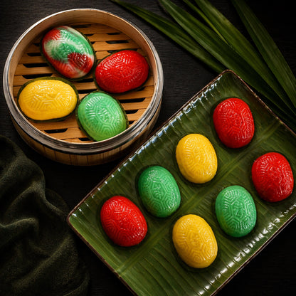 Ang Ku Kuih - Red Tortoise Cake (Glutinous Rice Cake with Sweet Filling) - Box of 12 Pieces