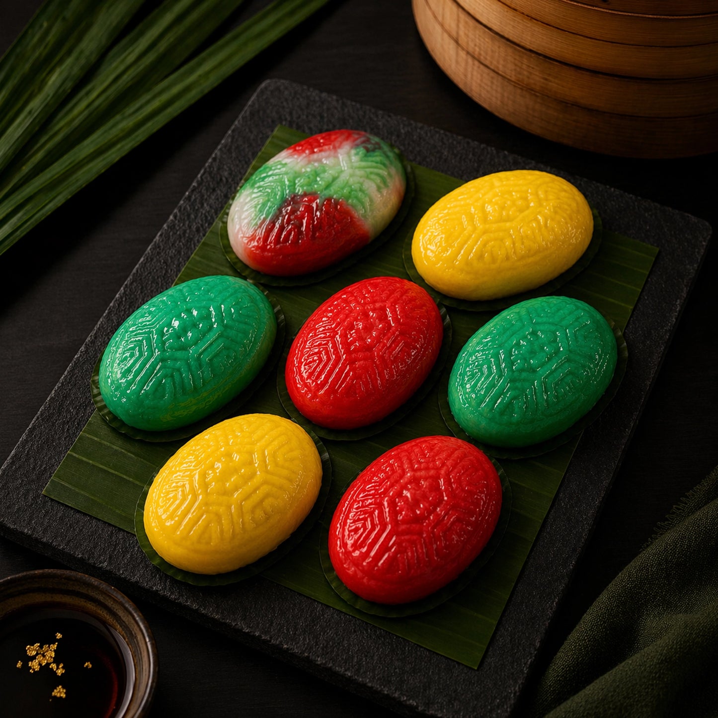 Ang Ku Kuih - Red Tortoise Cake (Glutinous Rice Cake with Sweet Filling) - Box of 12 Pieces