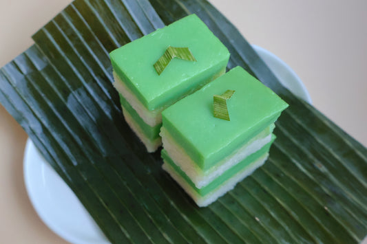 Seri Muka Kuih - Glutinous Rice and Pandan Custard Cake - Box of 12 Pieces