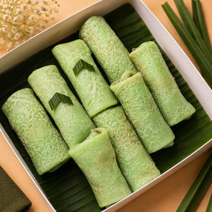 Kuih Dadar  Pandan Coconut Crêpe Rolls - Box of 8 Pieces