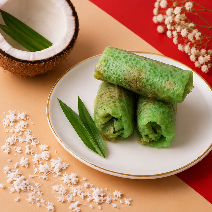 Kuih Dadar  Pandan Coconut Crêpe Rolls - Box of 8 Pieces