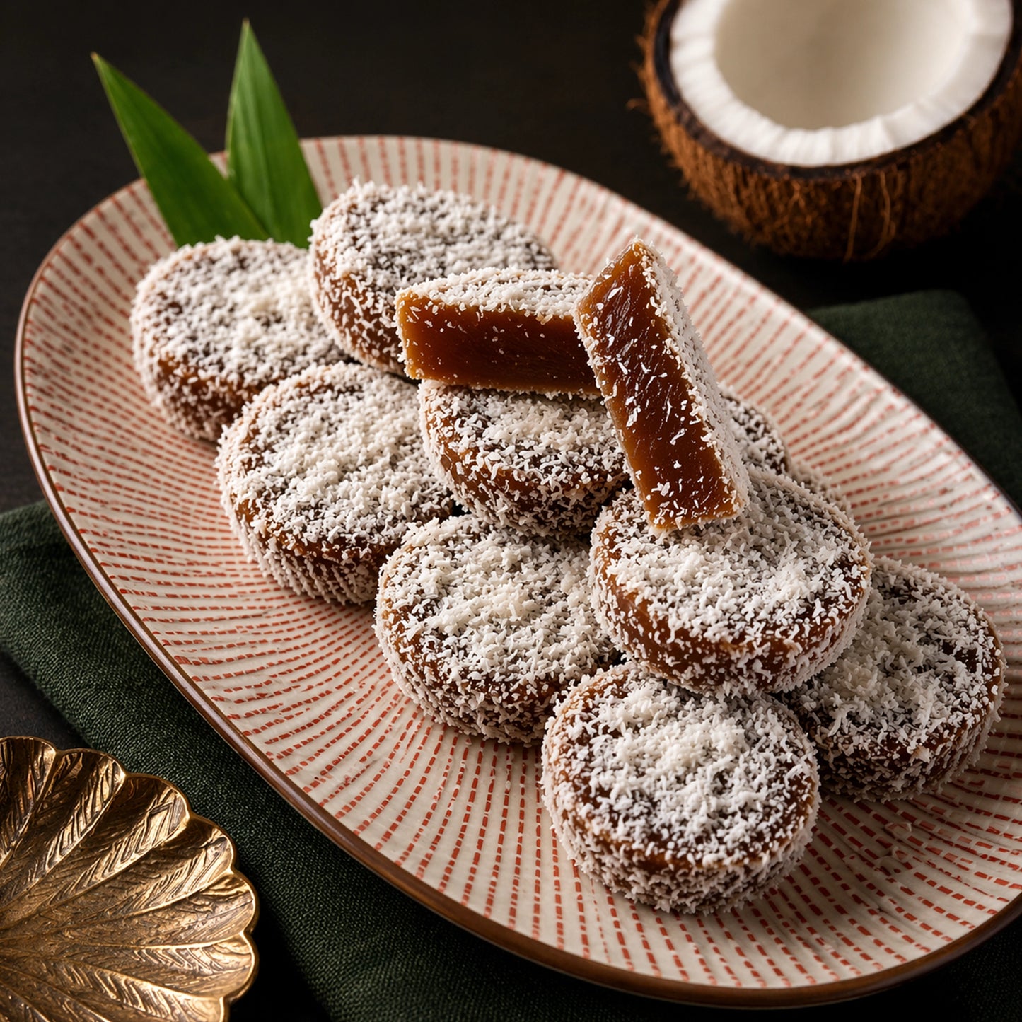 Kuih Kosui / Kueh Lumpang  - Palm-Sugar Sticky Rice Cake - Box of 12 Pieces