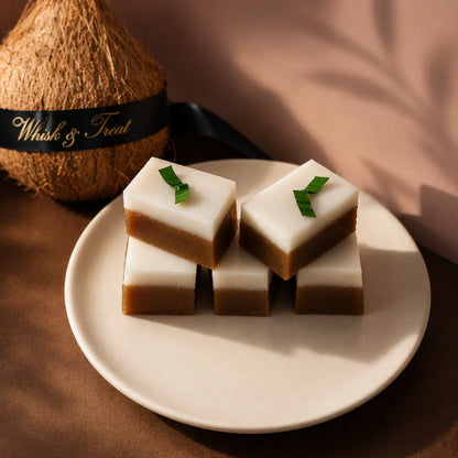 Kuih Talam / Layered Pandan and Coconut Custard Cake - Box of 10 Pieces