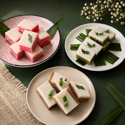Kuih Talam / Layered Pandan and Coconut Custard Cake - Box of 10 Pieces