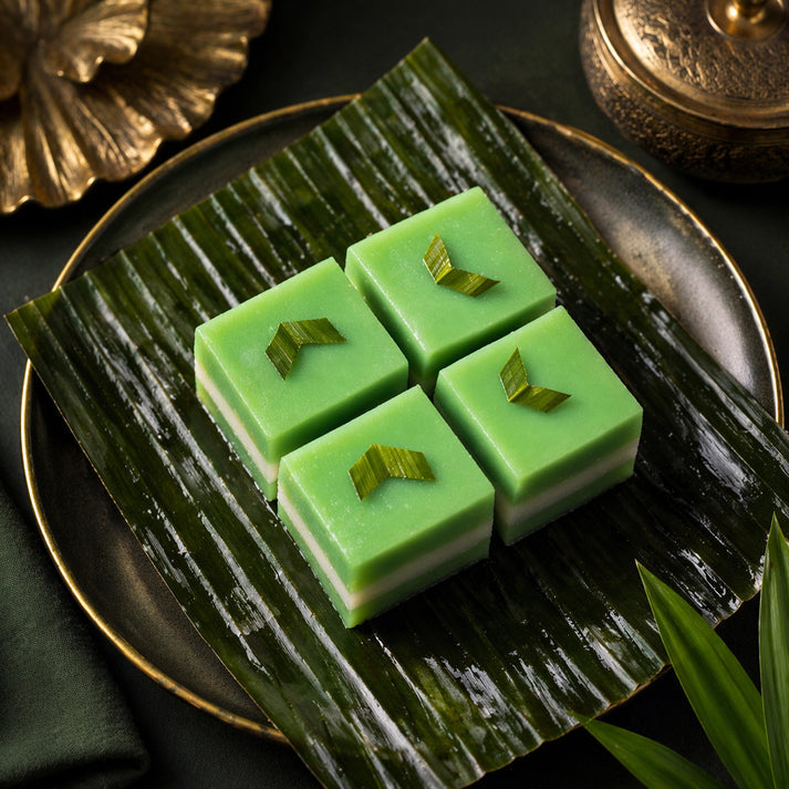 Seri Muka Kuih - Glutinous Rice and Pandan Custard Cake - Box of 10 Pieces