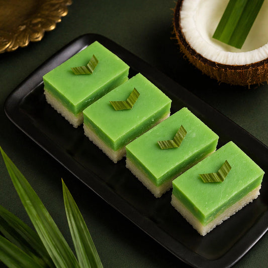 Seri Muka Kuih - Glutinous Rice and Pandan Custard Cake - Box of 10 Pieces