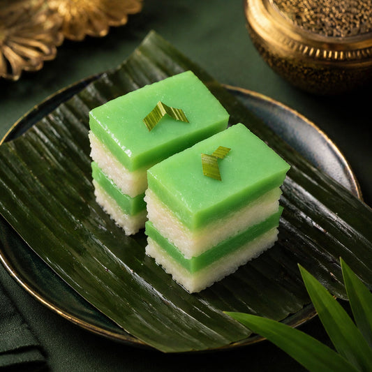 Seri Muka Kuih - Glutinous Rice and Pandan Custard Cake - Box of 10 Pieces